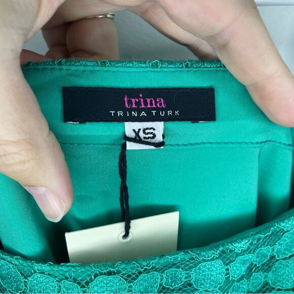 NWT New Trina Turk Merengue Off Shoulder Lace Dress in Aqua Size XS - Picture 5 of 9